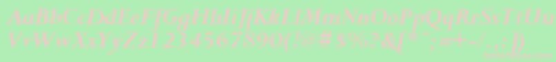 Fonte PurloinBoldItalic – fontes rosa em um fundo verde