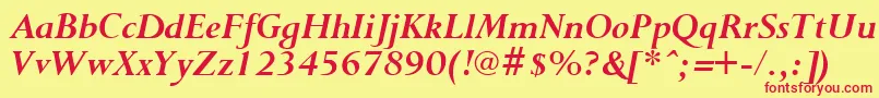 PurloinBoldItalic-Schriftart – Rote Schriften auf gelbem Hintergrund