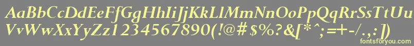 PurloinBoldItalic-Schriftart – Gelbe Schriften auf grauem Hintergrund
