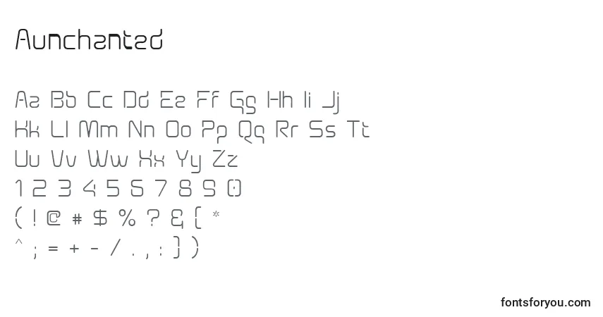 A fonte Aunchanted – alfabeto, números, caracteres especiais