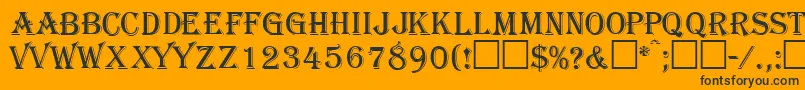 GazettecapssskRegular-fontti – mustat fontit oranssilla taustalla