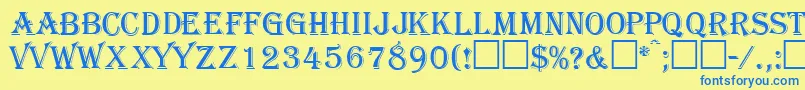 GazettecapssskRegular Font – Blue Fonts on Yellow Background