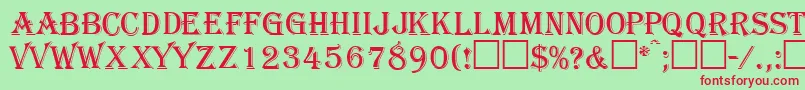 GazettecapssskRegular Font – Red Fonts on Green Background