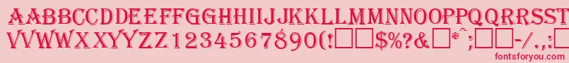 GazettecapssskRegularフォントについての詳細 フォントGazettecapssskRegular – ピンクの背景に赤い文字