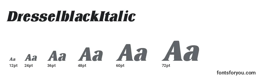 Размеры шрифта DresselblackItalic