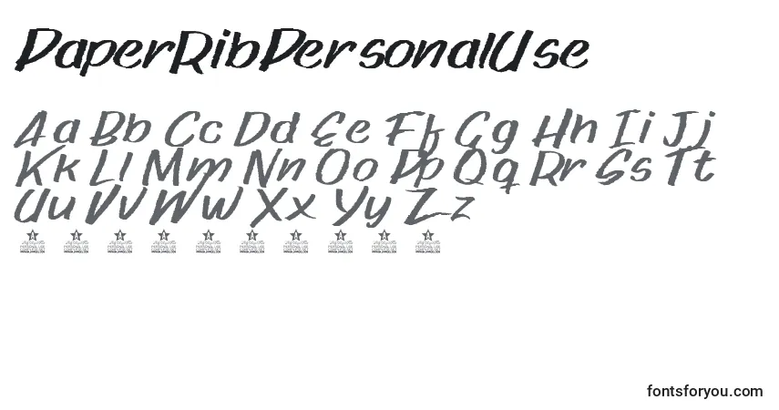 A fonte PaperRibPersonalUse – alfabeto, números, caracteres especiais