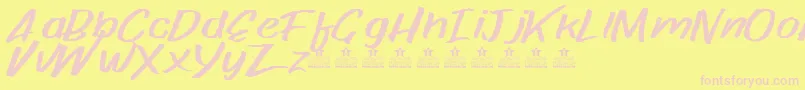 PaperRibPersonalUse-Schriftart – Rosa Schriften auf gelbem Hintergrund