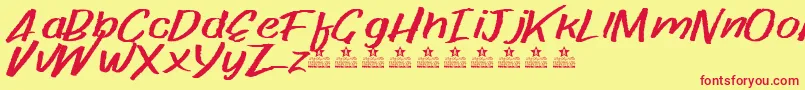 PaperRibPersonalUse Font – Red Fonts on Yellow Background