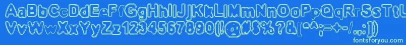 BnOuterline Font – Green Fonts on Blue Background