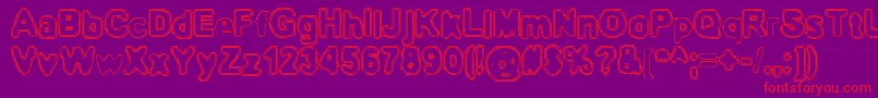 BnOuterline-Schriftart – Rote Schriften auf violettem Hintergrund