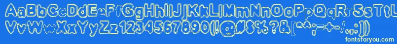 BnOuterline Font – Yellow Fonts on Blue Background