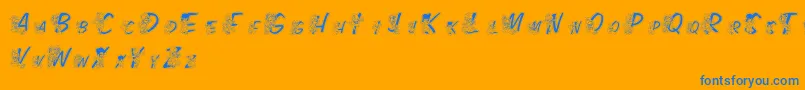 LmsColorKidsOutlined Font – Blue Fonts on Orange Background