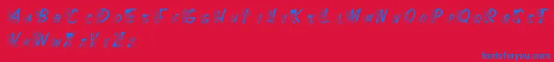 LmsColorKidsOutlined-Schriftart – Blaue Schriften auf rotem Hintergrund