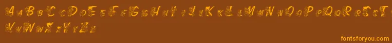 Weitere Informationen zur LmsColorKidsOutlined-Schriftart LmsColorKidsOutlined-Schriftart – Orangefarbene Schriften auf braunem Hintergrund