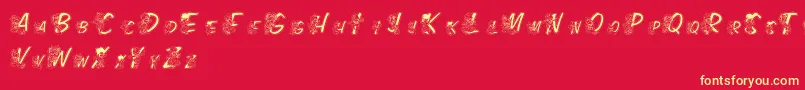 LmsColorKidsOutlined-Schriftart – Gelbe Schriften auf rotem Hintergrund