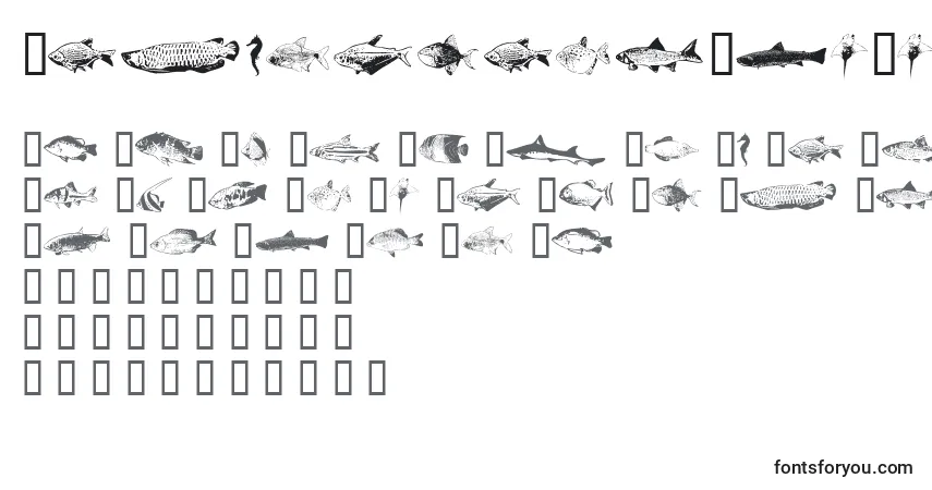 FishyprintTwoAoe-fontti – aakkoset, numerot, erikoismerkit