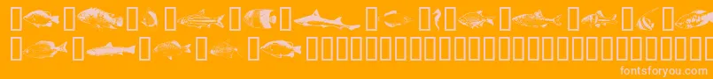 FishyprintTwoAoe-Schriftart – Rosa Schriften auf orangefarbenem Hintergrund