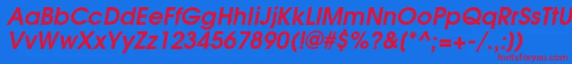 TexgyreadventorBolditalic Font – Red Fonts on Blue Background