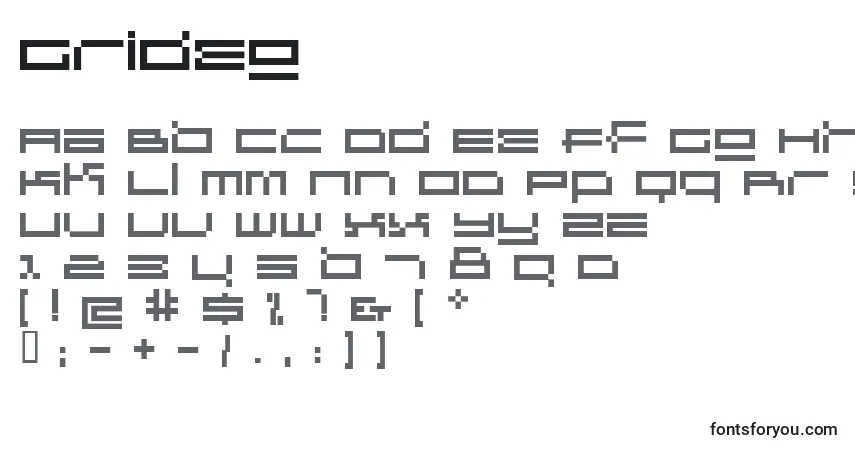 Шрифт Grideg – алфавит, цифры, специальные символы