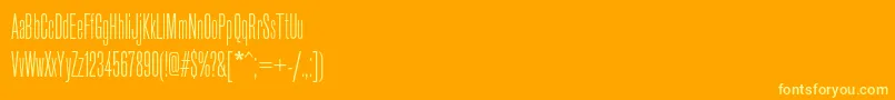 Reformagrotesklightc-Schriftart – Gelbe Schriften auf orangefarbenem Hintergrund