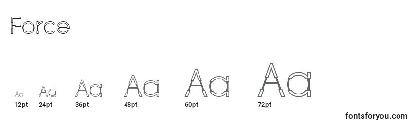 Größen der Schriftart Force