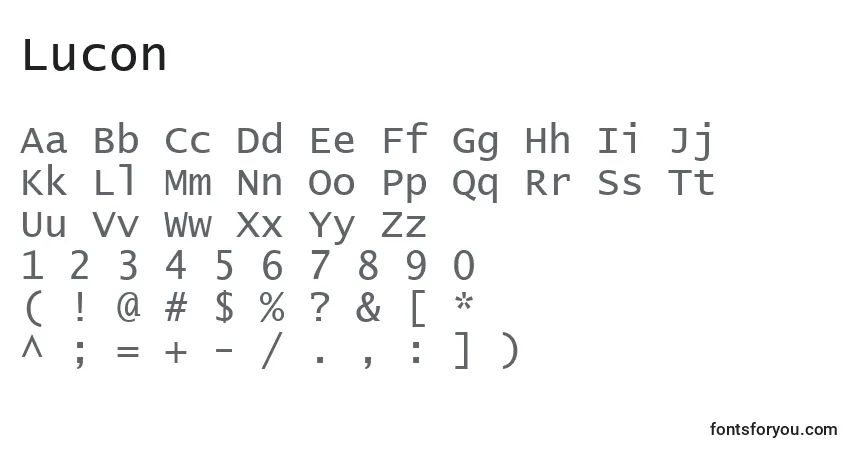Шрифт Lucon – алфавит, цифры, специальные символы