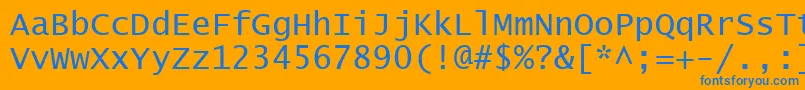 フォントLucon – オレンジの背景に青い文字