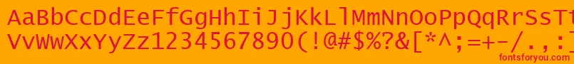 Czcionka Lucon – czerwone czcionki na pomarańczowym tle