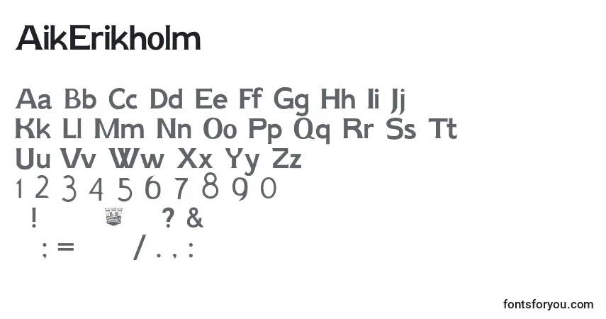 A fonte AikErikholm – alfabeto, números, caracteres especiais