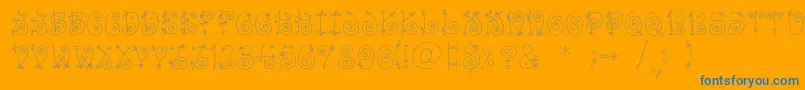 Funnylightc-Schriftart – Blaue Schriften auf orangefarbenem Hintergrund