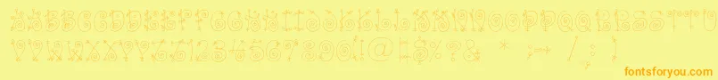 Funnylightc-Schriftart – Orangefarbene Schriften auf gelbem Hintergrund