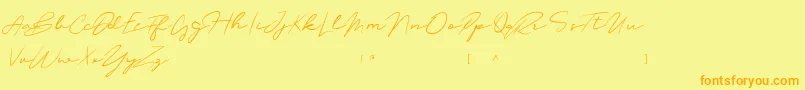 OliverQuinDafont-Schriftart – Orangefarbene Schriften auf gelbem Hintergrund