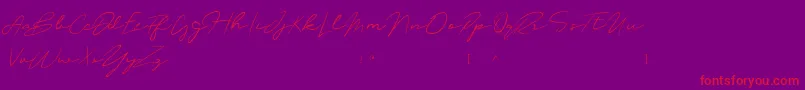 OliverQuinDafont-Schriftart – Rote Schriften auf violettem Hintergrund