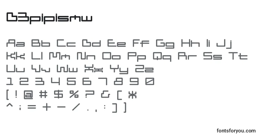 Czcionka D3pipismw – alfabet, cyfry, specjalne znaki