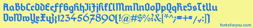 DeutschGotisch Font – Blue Fonts on Yellow Background