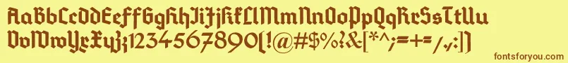 DeutschGotisch-fontti – ruskeat fontit keltaisella taustalla