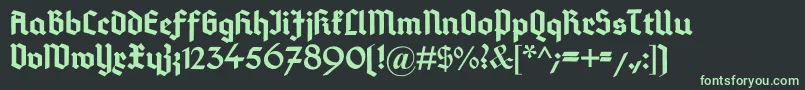 DeutschGotisch-fontti – vihreät fontit mustalla taustalla