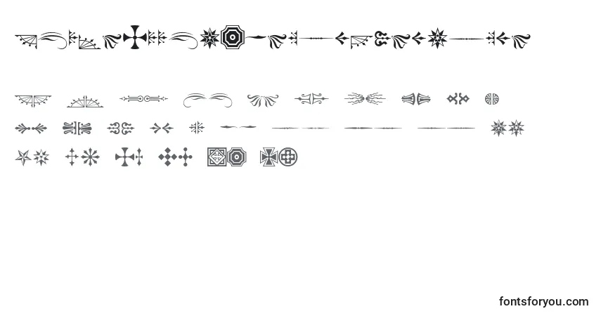 Czcionka AdobeWoodTypeOrnamentsOne – alfabet, cyfry, specjalne znaki