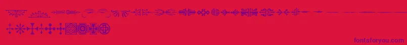 Weitere Informationen zur AdobeWoodTypeOrnamentsOne-Schriftart AdobeWoodTypeOrnamentsOne-Schriftart – Violette Schriften auf rotem Hintergrund