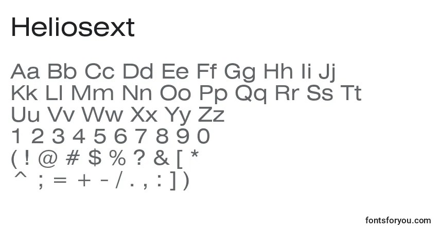A fonte Heliosext – alfabeto, números, caracteres especiais