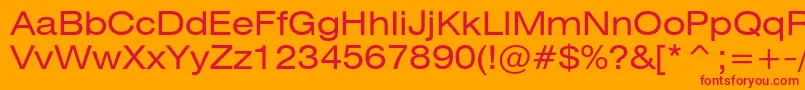 Fonte Heliosext – fontes vermelhas em um fundo laranja