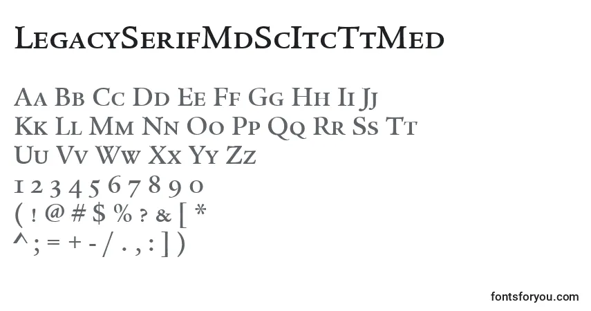 A fonte LegacySerifMdScItcTtMed – alfabeto, números, caracteres especiais