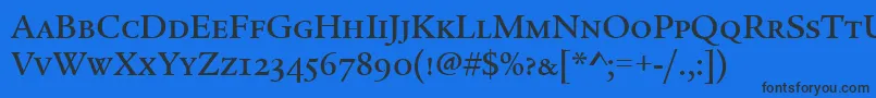 Шрифт LegacySerifMdScItcTtMed – чёрные шрифты на синем фоне