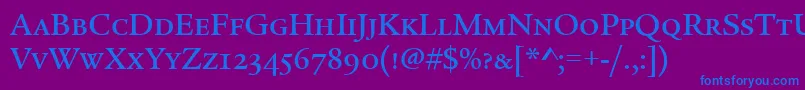 LegacySerifMdScItcTtMed Font – Blue Fonts on Purple Background