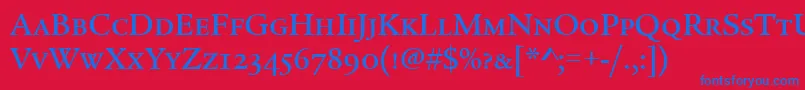フォントLegacySerifMdScItcTtMed – 赤い背景に青い文字