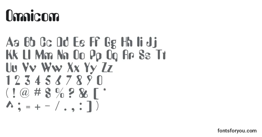 Czcionka Omnicom – alfabet, cyfry, specjalne znaki