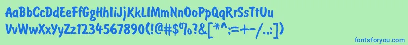 BrusTyp Font – Blue Fonts on Green Background