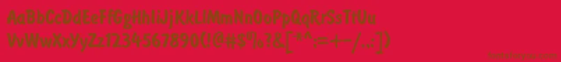 Czcionka BrusTyp – brązowe czcionki na czerwonym tle