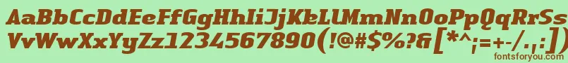 Fonte LinotypeAuthenticSerifBlackitalic – fontes marrons em um fundo verde