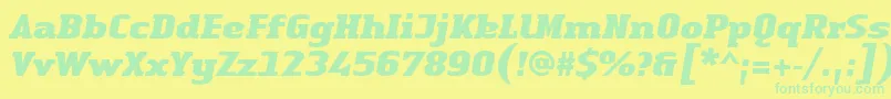 LinotypeAuthenticSerifBlackitalic Font – Green Fonts on Yellow Background